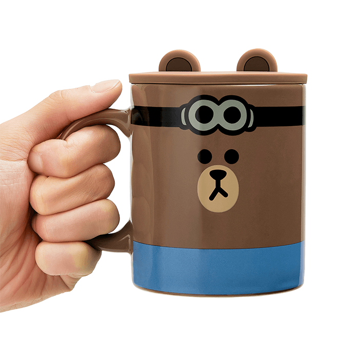 LINE FRIENDS HOUSEHOLD MINIONS MINIONS X BROWN & FRIENDS BROWN MUG CUP & COVER SET (7182526316717)