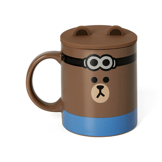 LINE FRIENDS HOUSEHOLD MINIONS MINIONS X BROWN & FRIENDS BROWN MUG CUP & COVER SET (7182526316717)