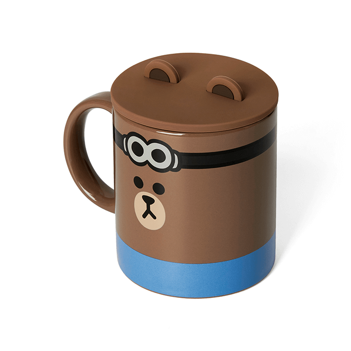 LINE FRIENDS HOUSEHOLD MINIONS MINIONS X BROWN & FRIENDS BROWN MUG CUP & COVER SET (7182526316717)