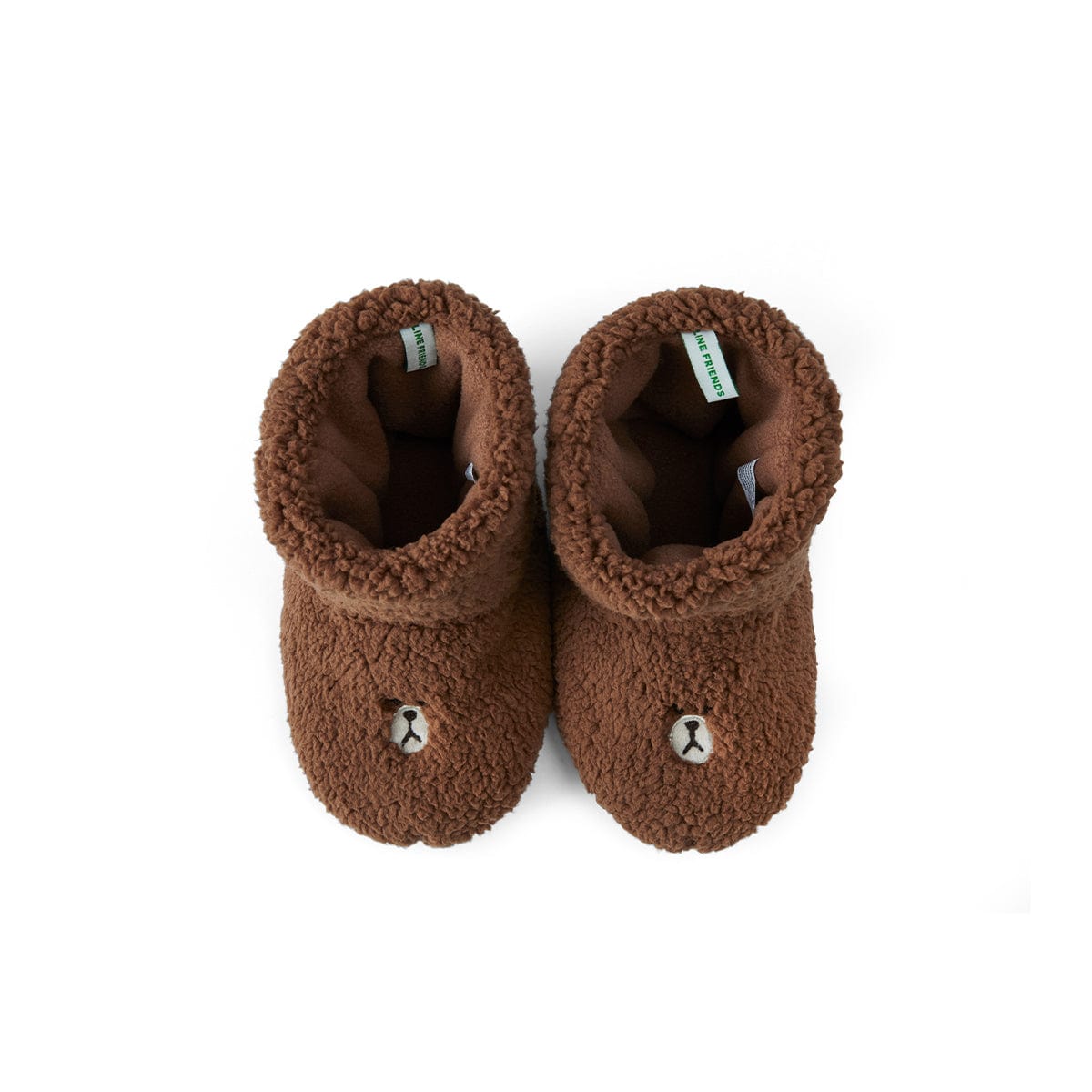 LINE FRIENDS LIVING 150-160mm LINE FRIENDS HUG BROWN KIDS' INDOOR FLEECE BOOTIE SLIPPERS (150-160mm) (7264792641709)