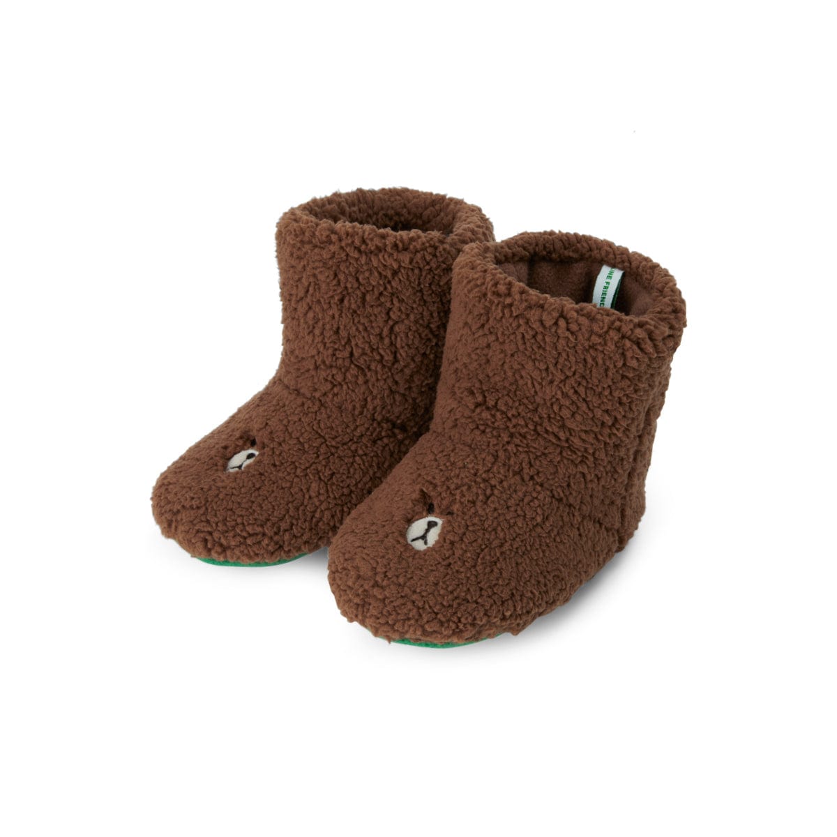 LINE FRIENDS LIVING 150-160mm LINE FRIENDS HUG BROWN KIDS' INDOOR FLEECE BOOTIE SLIPPERS (150-160mm) (7264792641709)