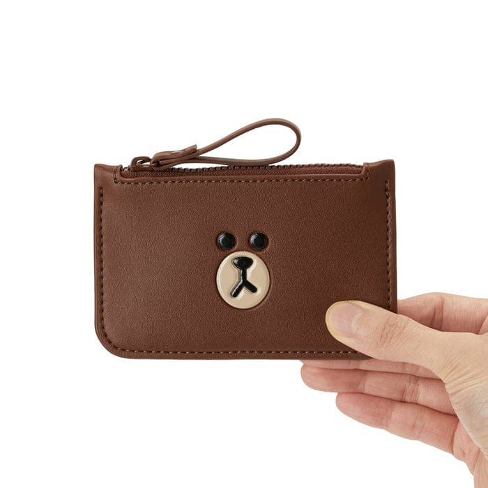 LINE FRIENDS LIVING BROWN BROWN LEATHER LIKE CARD WALLET (7182472741037)