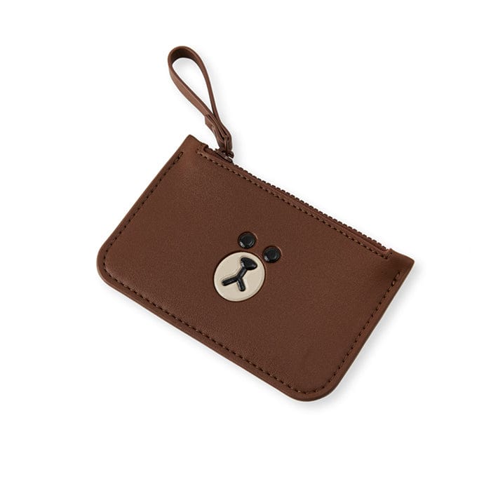 LINE FRIENDS LIVING BROWN BROWN LEATHER LIKE CARD WALLET (7182472741037)