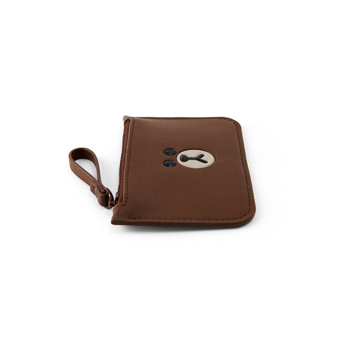 LINE FRIENDS LIVING BROWN BROWN LEATHER LIKE CARD WALLET (7182472741037)