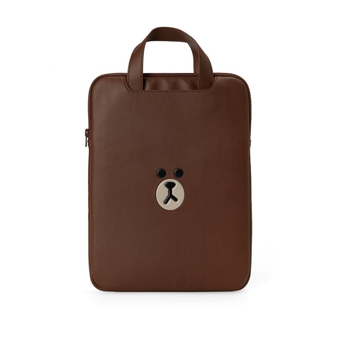 LINE FRIENDS LIVING BROWN BROWN LEATHER LIKE LAPTOP BAG 13 inch (7182472872109)