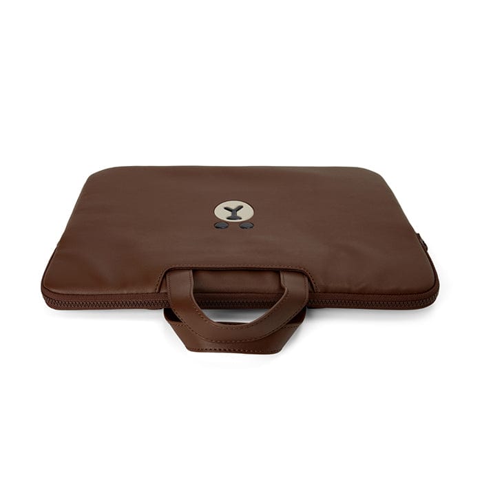 LINE FRIENDS LIVING BROWN BROWN LEATHER LIKE LAPTOP BAG 16 inch (7182472904877)