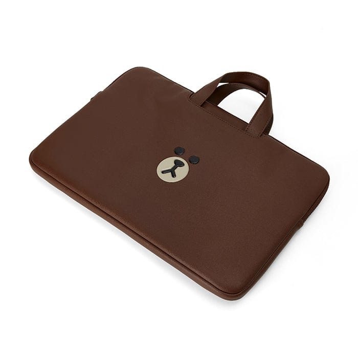 LINE FRIENDS LIVING BROWN BROWN LEATHER LIKE LAPTOP BAG 16 inch (7182472904877)