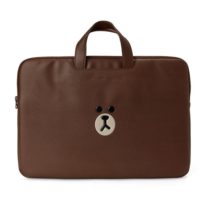 LINE FRIENDS LIVING BROWN BROWN LEATHER LIKE LAPTOP BAG 16 inch (7182472904877)