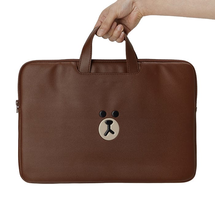 LINE FRIENDS LIVING BROWN BROWN LEATHER LIKE LAPTOP BAG 16 inch (7182472904877)