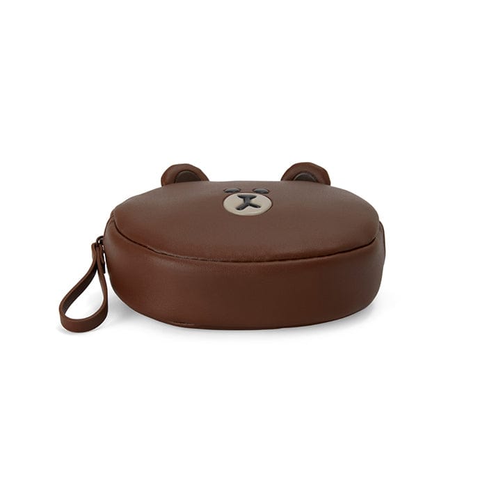 LINE FRIENDS LIVING BROWN BROWN LEATHER LIKE MINI POUCH (7182472773805)