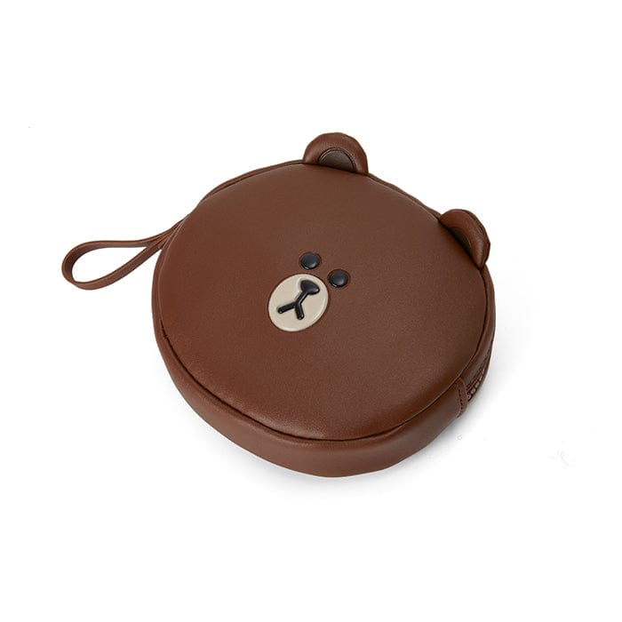 LINE FRIENDS LIVING BROWN BROWN LEATHER LIKE MINI POUCH (7182472773805)