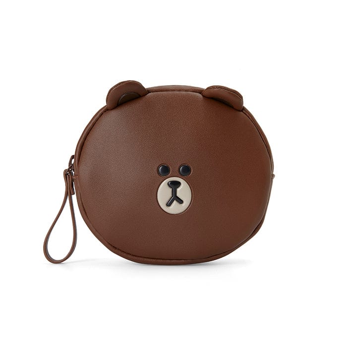 LINE FRIENDS LIVING BROWN BROWN LEATHER LIKE MINI POUCH (7182472773805)