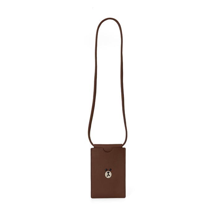 LINE FRIENDS LIVING BROWN BROWN LEATHER LIKE SMARTPHONE CROSSBAG (7182472806573)