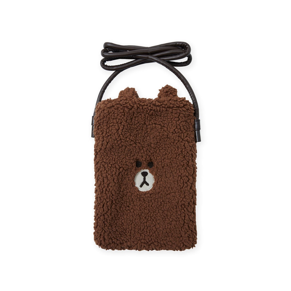 LINE FRIENDS LIVING BROWN LINE FRIENDS HUG BROWN FLEECE POUCH BAG (7264792772781)