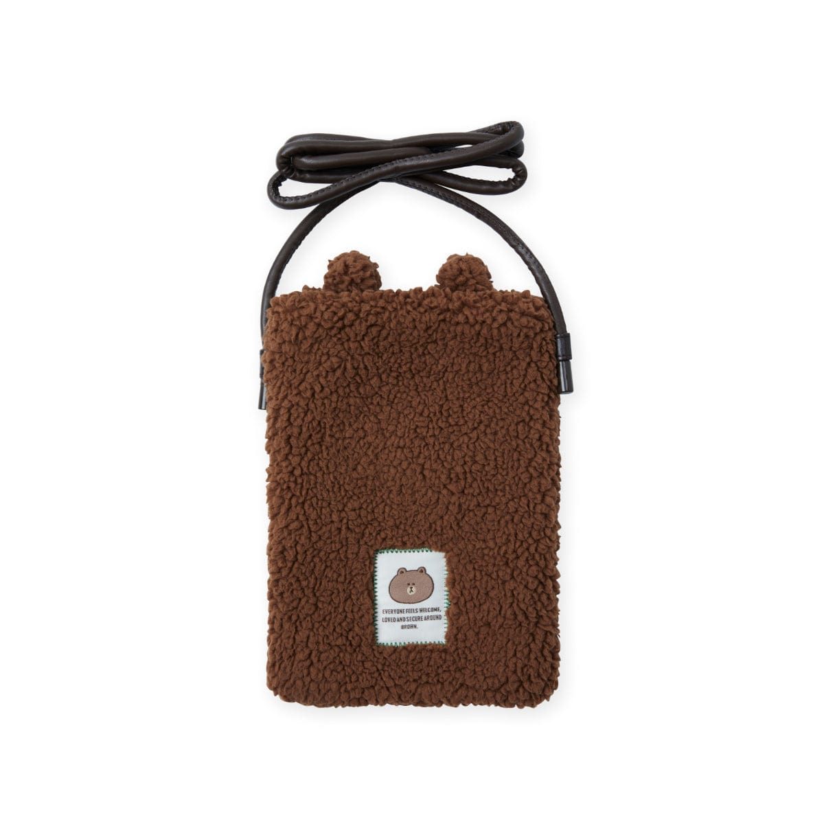 LINE FRIENDS LIVING BROWN LINE FRIENDS HUG BROWN FLEECE POUCH BAG (7264792772781)