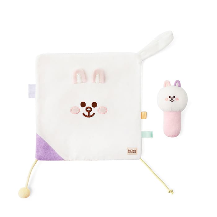 LINE FRIENDS LIVING CONY BROWN & FRIENDS CONY INFANT RATTLE & TOWEL SET (7182498955437)