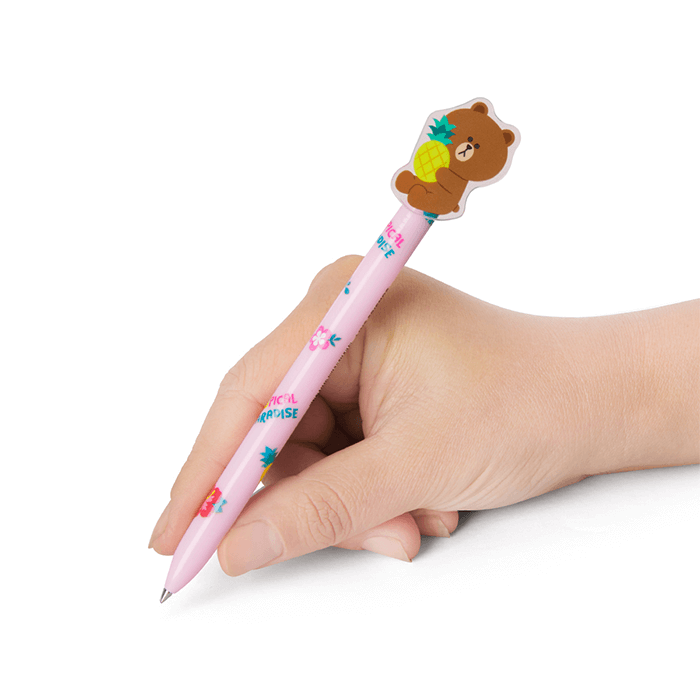 LINE FRIENDS SCHOOL/OFFICE BROWN BROWN & FRIENDS BROWN ACRYLIC MASCOT BALLPOINT PEN (7182569472173)