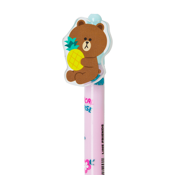 LINE FRIENDS SCHOOL/OFFICE BROWN BROWN & FRIENDS BROWN ACRYLIC MASCOT BALLPOINT PEN (7182569472173)