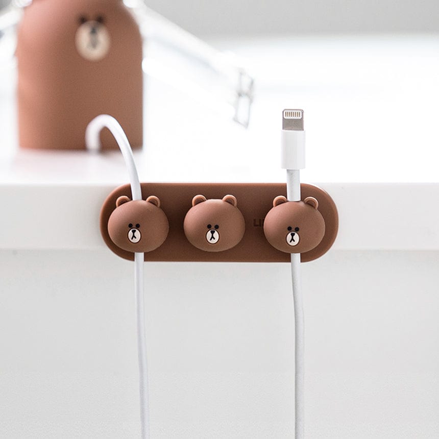 LINE FRIENDS SCHOOL/OFFICE BROWN LINE FRIENDS BROWN MAGNETIC CABLE CLIPS (7194880737453)