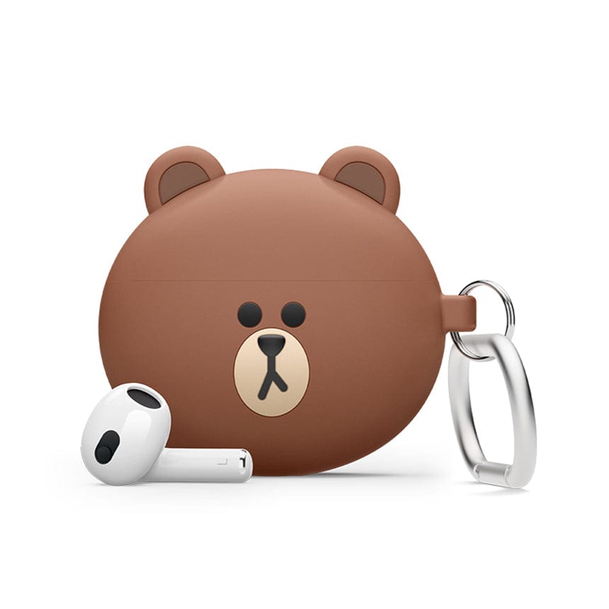 LINE FRIENDS SCHOOL/OFFICE BROWN LINE FRIENDS BROWN SILICONE AIRPODS CASE (7194881392813)