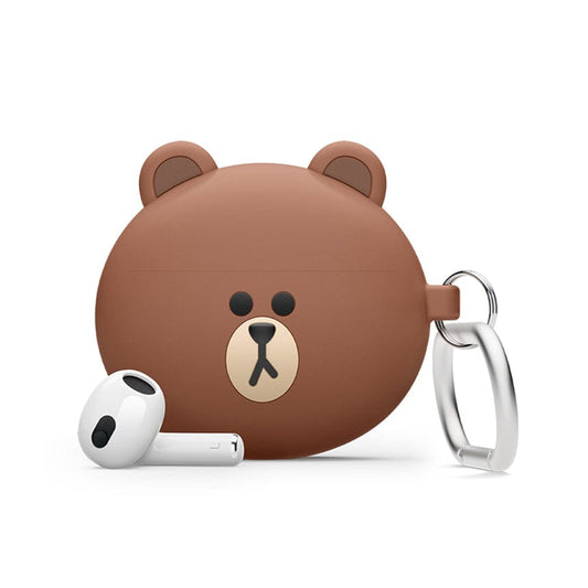 LINE FRIENDS SCHOOL/OFFICE BROWN LINE FRIENDS BROWN SILICONE AIRPODS CASE (7194881392813)