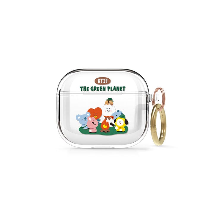 LINE FRIENDS SCHOOL/OFFICE BT21 GREEN PLANET CAMPING AIRPODS CASE (7182469693613)