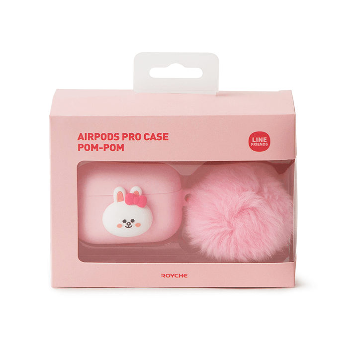 LINE FRIENDS SCHOOL/OFFICE CONY BROWN & FRIENDS CONY MINI FRIENDS AIRPODS PRO CASE WITH A POMPOM KEYCHAIN (6089232351405)