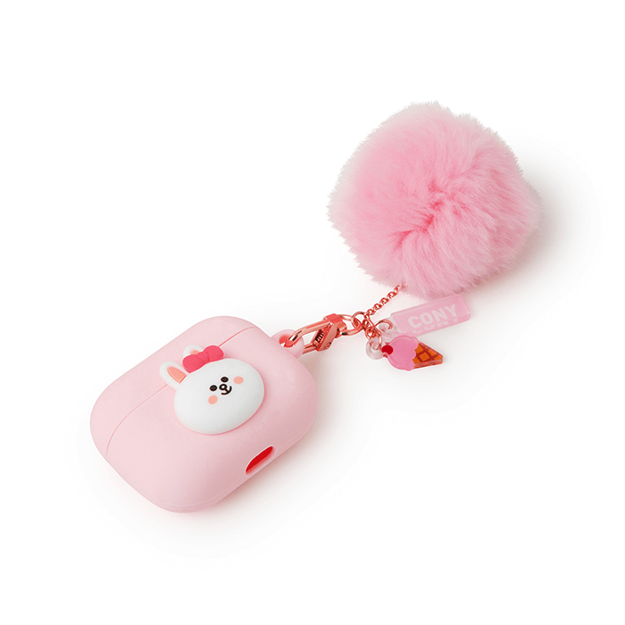 LINE FRIENDS SCHOOL/OFFICE CONY BROWN & FRIENDS CONY MINI FRIENDS AIRPODS PRO CASE WITH A POMPOM KEYCHAIN (6089232351405)