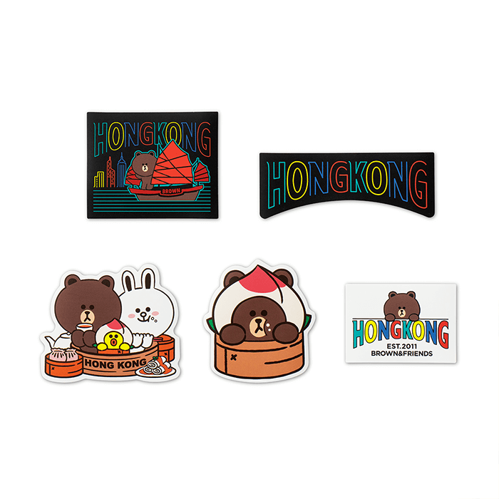 LINE FRIENDS SCHOOL/OFFICE HONG KONG BROWN & FRIENDS CITY EDITION HONG KONG STICKER PACK (7182558232749)