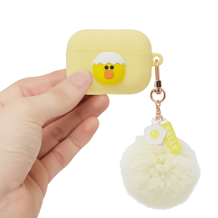 LINE FRIENDS SCHOOL/OFFICE SALLY BROWN & FRIENDS SALLY MINI FRIENDS AIRPODS PRO CASE WITH A POMPOM KEYCHAIN (6089232253101)