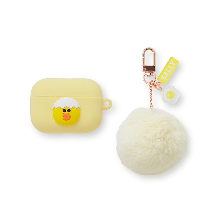 LINE FRIENDS SCHOOL/OFFICE SALLY BROWN & FRIENDS SALLY MINI FRIENDS AIRPODS PRO CASE WITH A POMPOM KEYCHAIN (6089232253101)