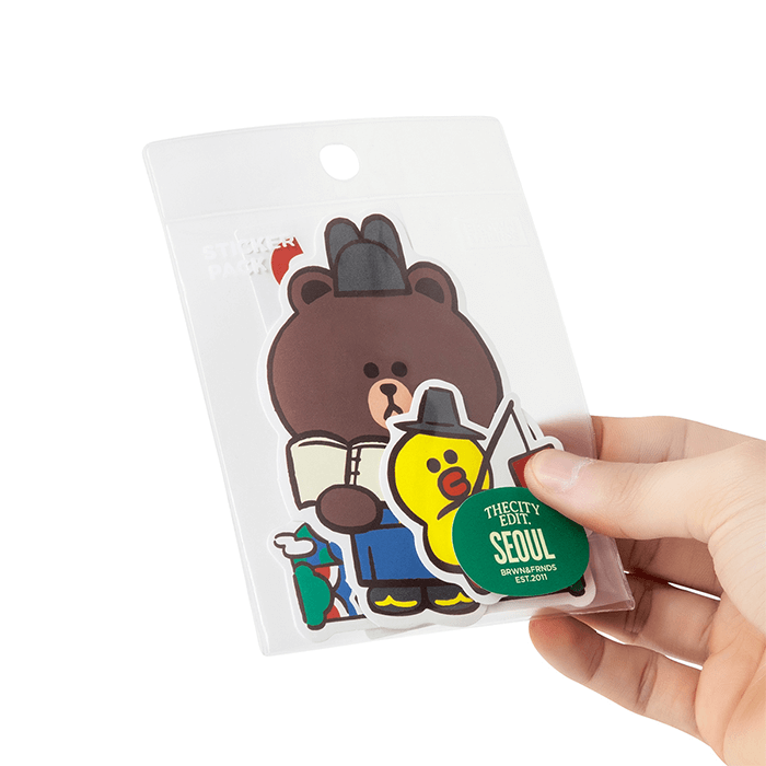 LINE FRIENDS SCHOOL/OFFICE SEOUL BROWN & FRIENDS CITY EDITION SEOUL STICKER PACK (7182557970605)