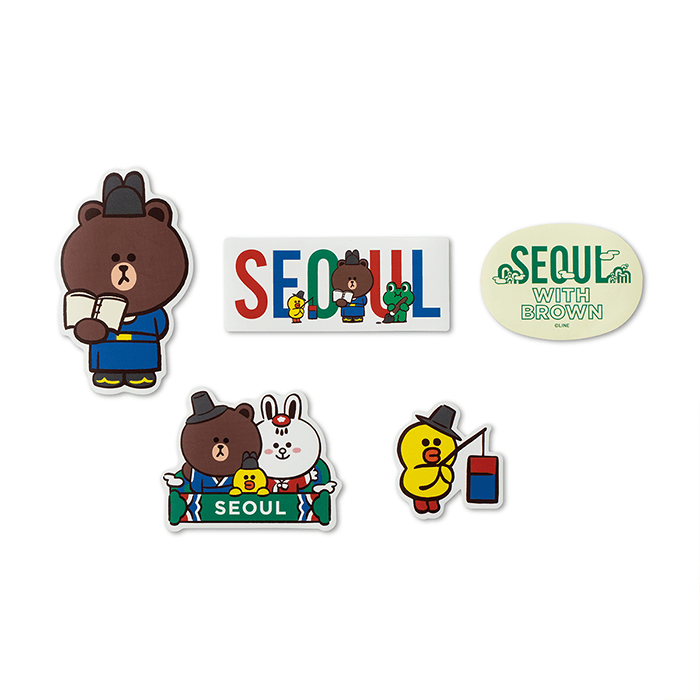 LINE FRIENDS SCHOOL/OFFICE SEOUL BROWN & FRIENDS CITY EDITION SEOUL STICKER PACK (7182557970605)