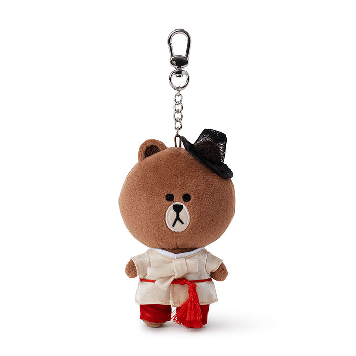 LINE FRIENDS TOYS BROWN BROWN & FRIENDS BROWN BAG CHARM DOLL - HANBOK EDITION (6087582187693)