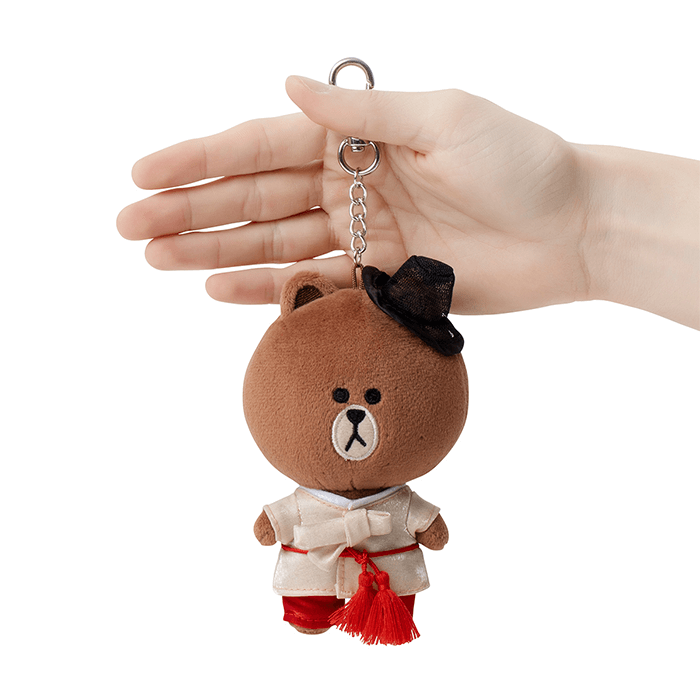 LINE FRIENDS TOYS BROWN BROWN & FRIENDS BROWN BAG CHARM DOLL - HANBOK EDITION (6087582187693)