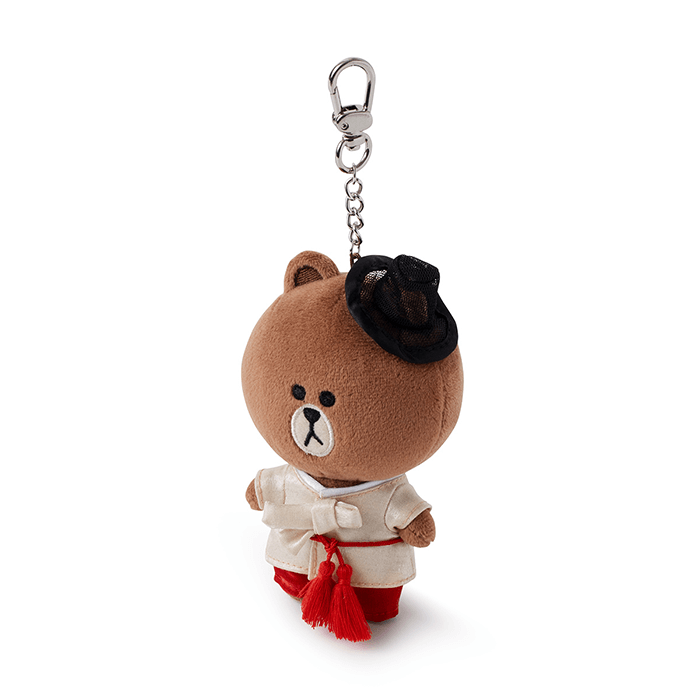 LINE FRIENDS TOYS BROWN BROWN & FRIENDS BROWN BAG CHARM DOLL - HANBOK EDITION (6087582187693)