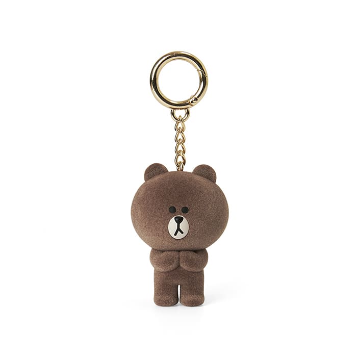 LINE FRIENDS TOYS BROWN BROWN & FRIENDS BROWN FLOCKING FIGURINE KEYRING (7182490992813)