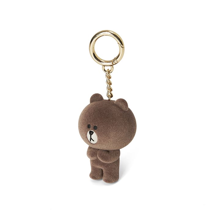 LINE FRIENDS TOYS BROWN BROWN & FRIENDS BROWN FLOCKING FIGURINE KEYRING (7182490992813)