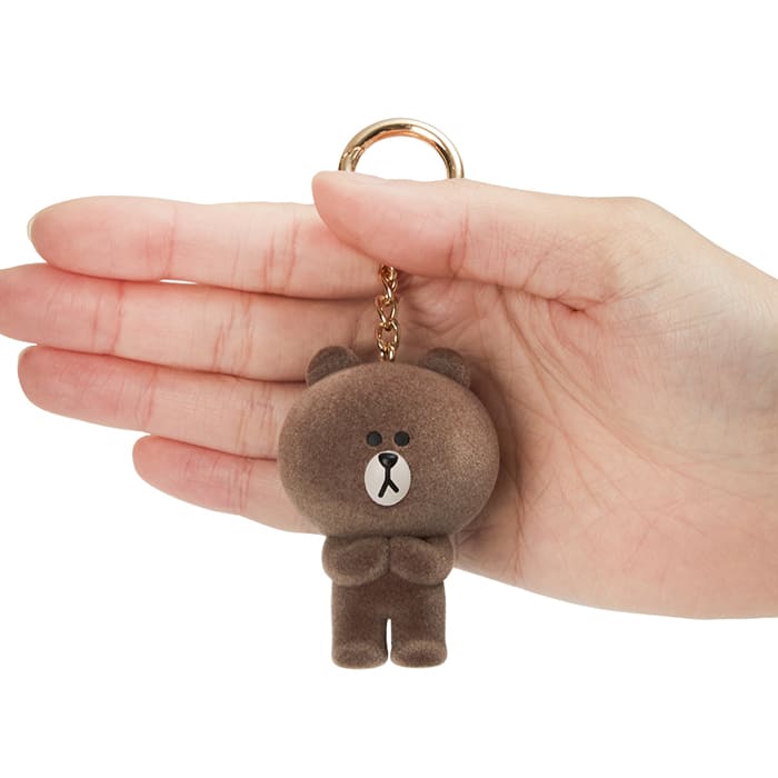 LINE FRIENDS TOYS BROWN BROWN & FRIENDS BROWN FLOCKING FIGURINE KEYRING (7182490992813)