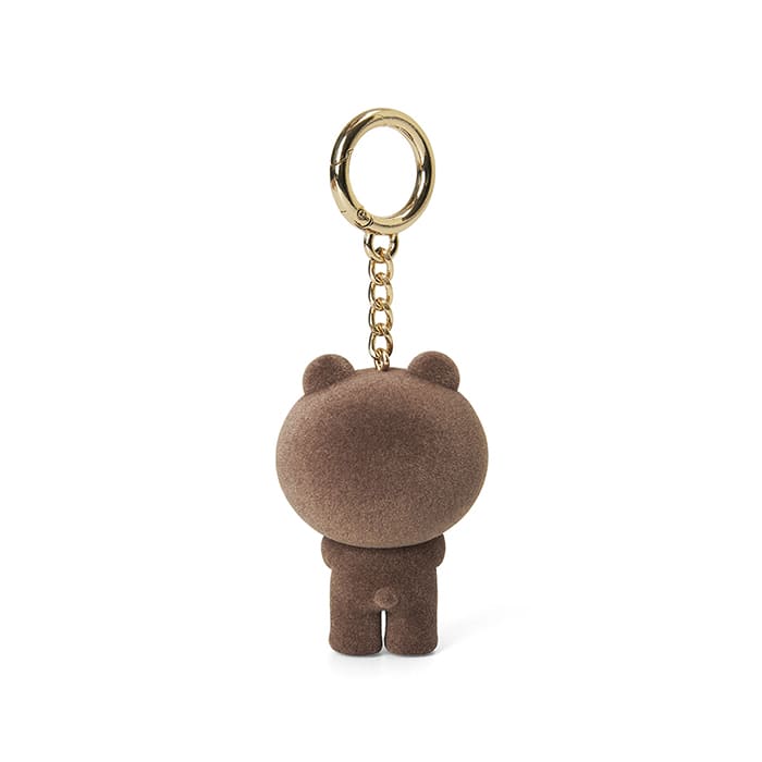 LINE FRIENDS TOYS BROWN BROWN & FRIENDS BROWN FLOCKING FIGURINE KEYRING (7182490992813)