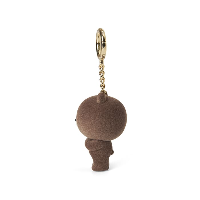 LINE FRIENDS TOYS BROWN BROWN & FRIENDS BROWN FLOCKING FIGURINE KEYRING (7182490992813)