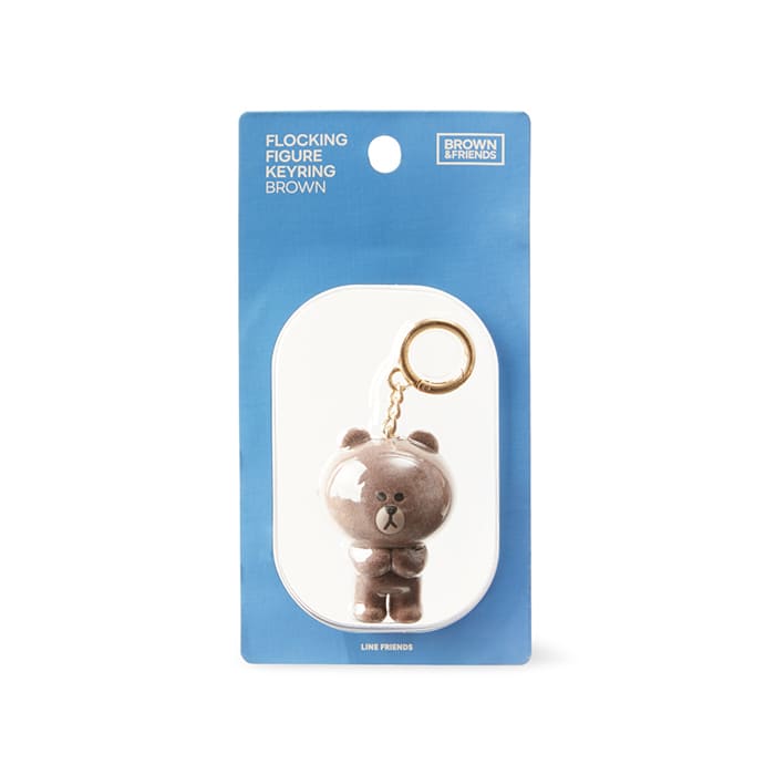 LINE FRIENDS TOYS BROWN BROWN & FRIENDS BROWN FLOCKING FIGURINE KEYRING (7182490992813)