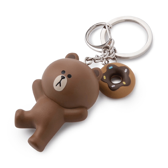 LINE FRIENDS TOYS BROWN BROWN & FRIENDS BROWN MINI FIGURE KEY RING (7182606893229)