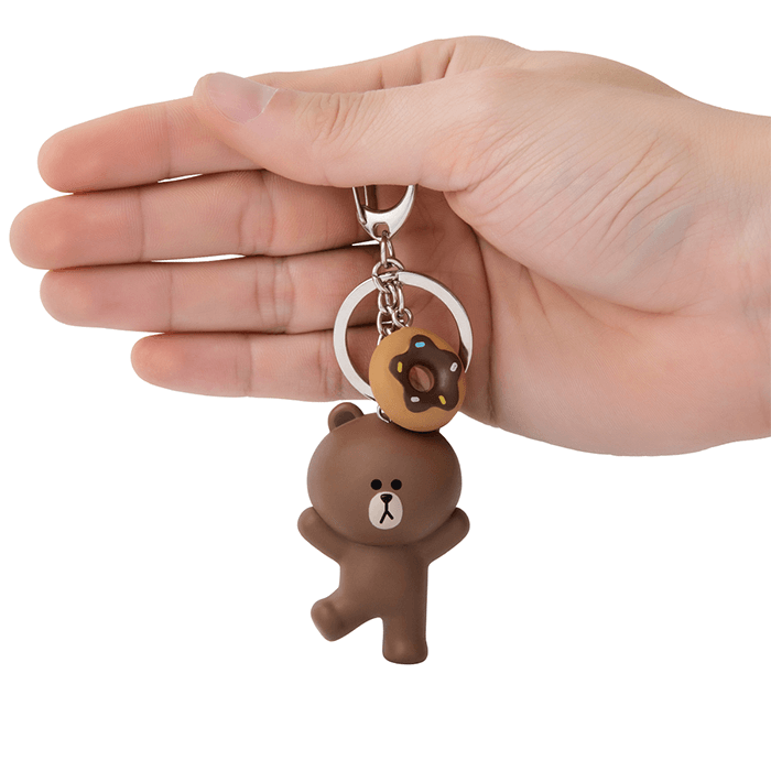 LINE FRIENDS TOYS BROWN BROWN & FRIENDS BROWN MINI FIGURE KEY RING (7182606893229)