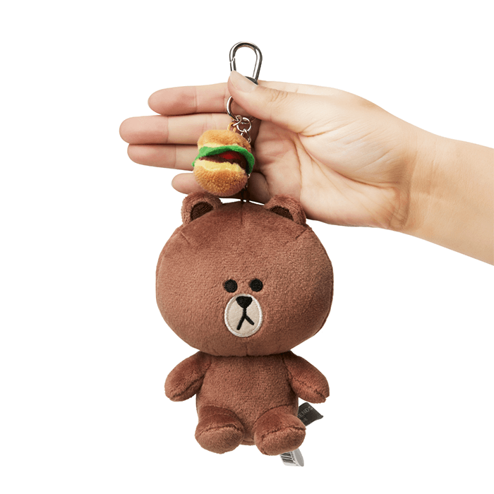 LINE FRIENDS TOYS BROWN BROWN & FRIENDS BROWN SITTING BAG CHARM DOLL (7182636023981)