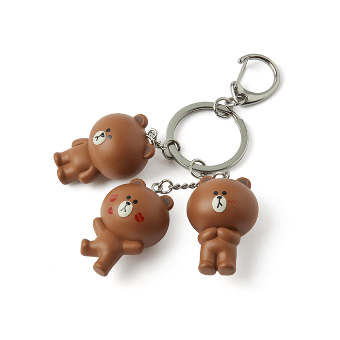 LINE FRIENDS TOYS BROWN BROWN & FRIENDS BROWN WAGGLE WAGGLE KEY RING (7182617018541)