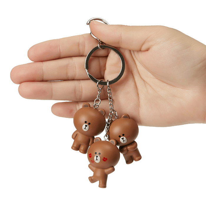 LINE FRIENDS TOYS BROWN BROWN & FRIENDS BROWN WAGGLE WAGGLE KEY RING (7182617018541)