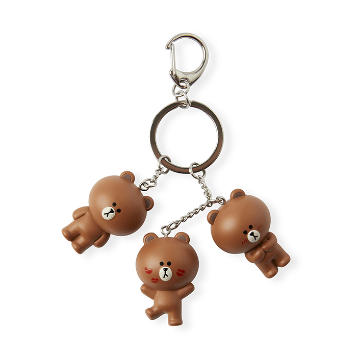 LINE FRIENDS TOYS BROWN BROWN & FRIENDS BROWN WAGGLE WAGGLE KEY RING (7182617018541)