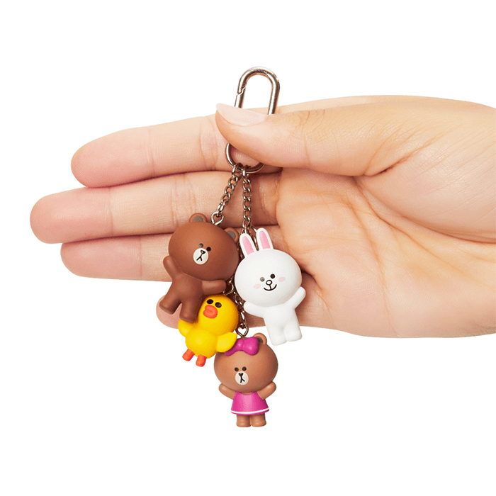 LINE FRIENDS TOYS BROWN & FRIENDS BROWN & FRIENDS WAGGLE WAGGLE KEY RING CHOCO EDITION (7182615216301)