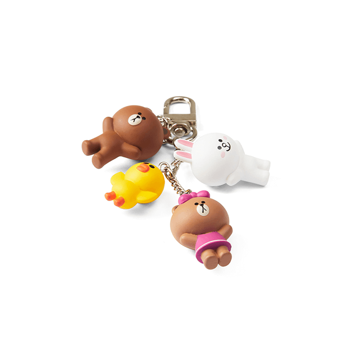 LINE FRIENDS TOYS BROWN & FRIENDS BROWN & FRIENDS WAGGLE WAGGLE KEY RING CHOCO EDITION (7182615216301)